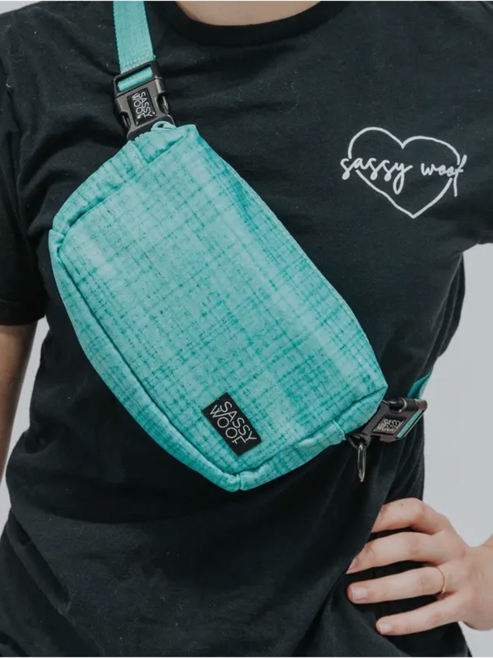Sassy Woof Teal Dog Treat Bag - Hands-Free Training Pouch